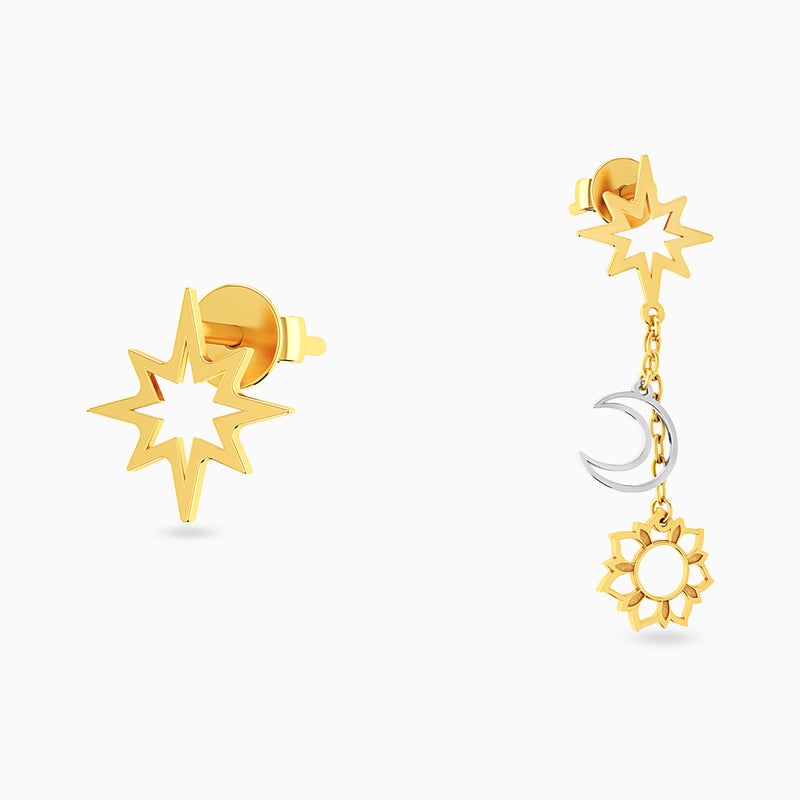 Miss L' by L'azurde Celestial Stud & Drop Earrings in 18K Gold - Image 3