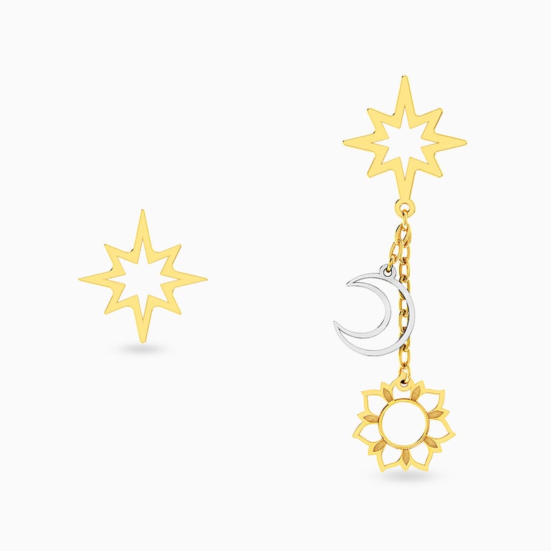 Miss L' by L'azurde Celestial Stud & Drop Earrings in 18K Gold - Image 1