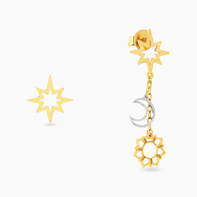 Miss L' by L'azurde Celestial Stud & Drop Earrings in 18K Gold - Image 2