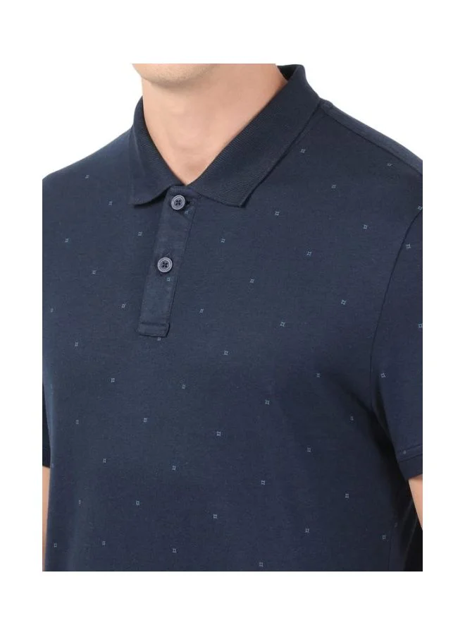 Jockey Navy IM16 Men Tencel Micro Modal and Cotton Blend Printed Half Sleeve Polo T Shirt for Men | Best Price UAE