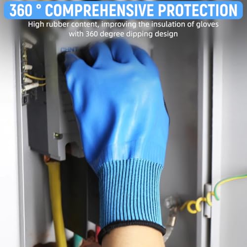 Serplex®1 Pair Electrical Insulated Gloves Full Palm Rubberization Design 1000V Resistance Non-slip Safe Electrical Gloves Multi Purpose Electrician Work Gloves for Men Women - Image 4
