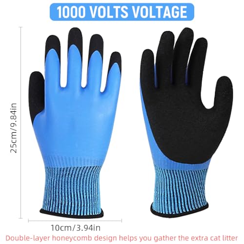 Serplex®1 Pair Electrical Insulated Gloves Full Palm Rubberization Design 1000V Resistance Non-slip Safe Electrical Gloves Multi Purpose Electrician Work Gloves for Men Women - Image 2