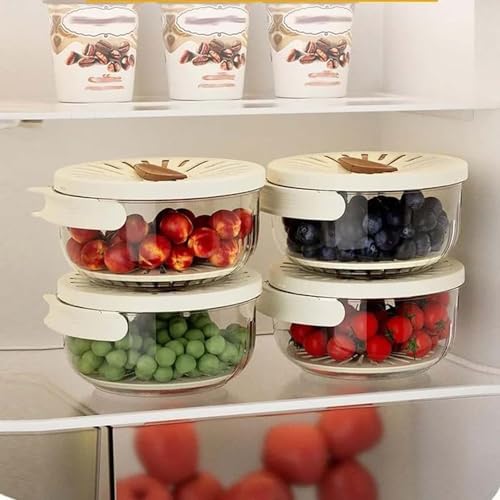 MosQuick®2 In 1 storage containers for kitchen Dual Layer Drain Basket with Collapsible Handle and Lid kitchen storage box Kitchen Organizer For Rinsing Straining storage of fruits Vegetable(White) - Image 5