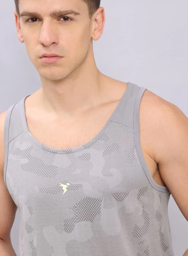 Technosport Technosport Textured Jacquard Round Neck Vest