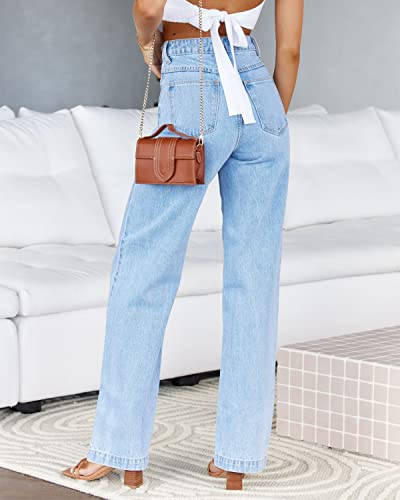 PLNOTME Women's High Waisted Jeans Boyfriend Baggy Straight Leg Casual Denim Pants - Image 2