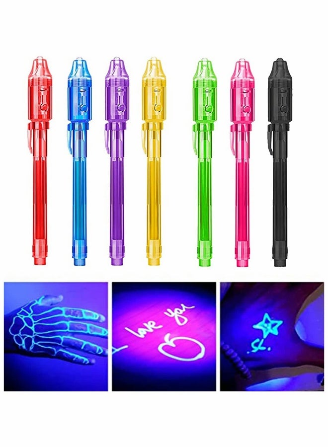 Invisible Ink Pen, 7Pcs Invisible Disappearing Ink Pen with UV Light Fun Activity Entertainment for Secret Message Kids Goodies Bags Toy, Party Favors Gifts Party Game Drawing and Writing Fun Pen🎨【Hi - Image 1