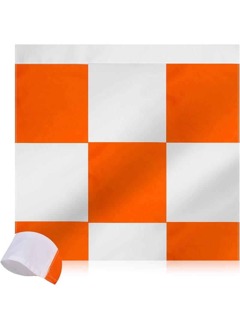 Riakrum Heavy Duty Airport Flag 30 x 30 Inch Safety Marking Flags Orange and White Checkered Racing Flag Banner for Airfield Warning Outdoor Construction Vehicles Site Bike Truck Camping Decoration Gift  - Image 1