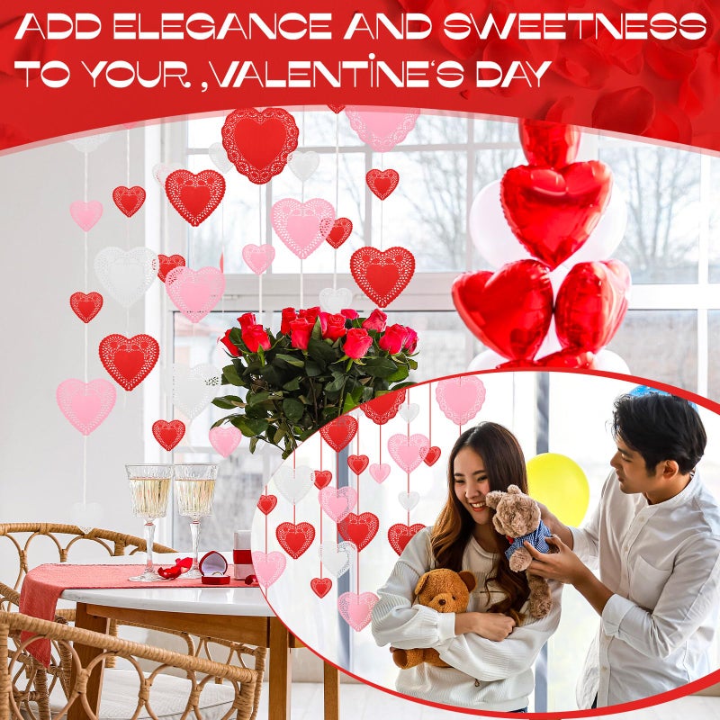 Glenmal 1000 Pcs Valentine Heart Doilies Valentines Day Paper Doilies for Crafts with 3 Colors Red Pink and White Paper Lace Heart Cutouts for Party Decorations - Image 5