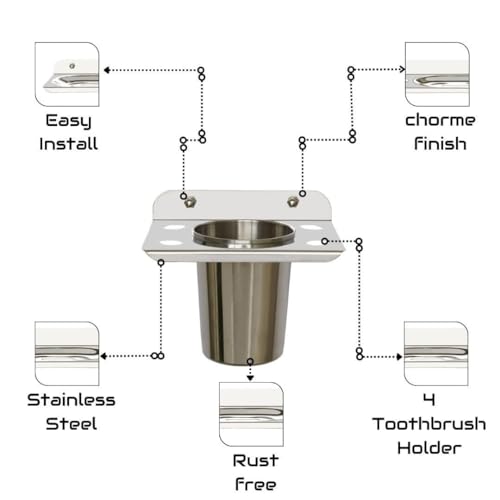 Raxon Innovation Toothbrush Holder Bathroom Accessories for Stainless Steel Tooth-Brush Holder/Tumbler Holder Stainless Steel Stainless Steel Bathroom acessories (PS-1 Tumbler Holder) - Image 4