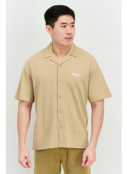 Jack Jones Men Regular Fit Graphic Print Short Sleeves Casual Shirt, Khaki  - Image 1
