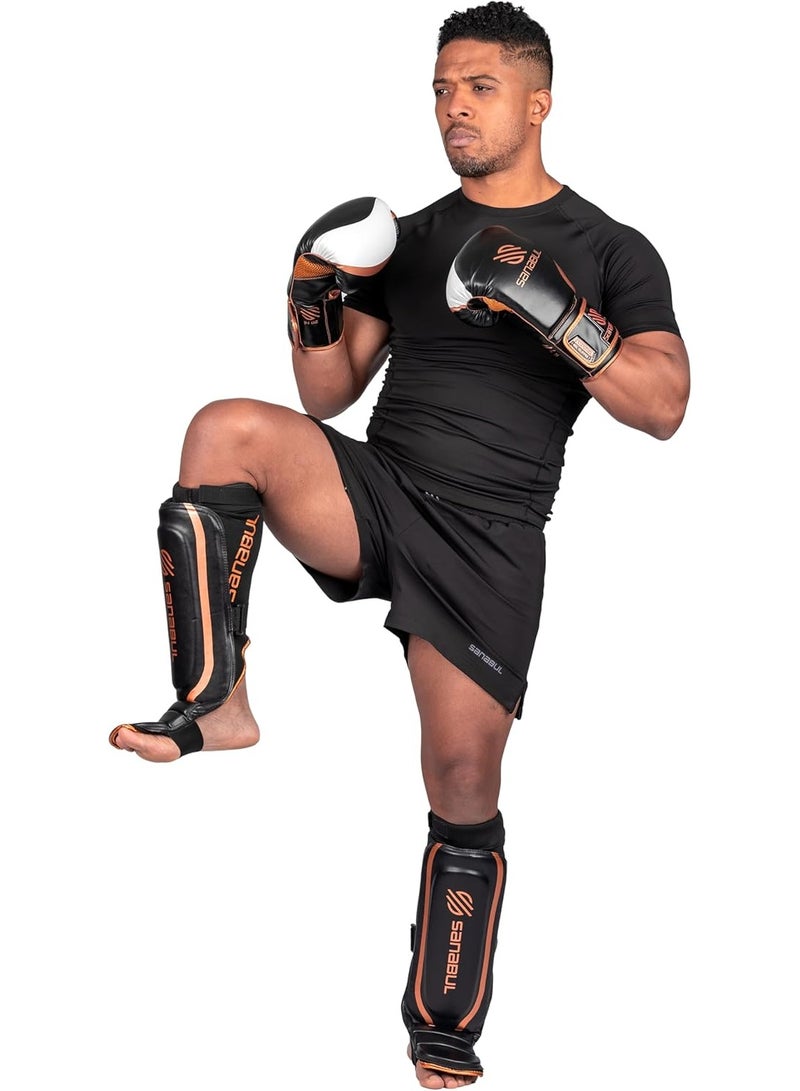 سنابول واقي سيقان كيك بوكسينغ Sanabul – أحزمة هوك ولووب، مختبر احترافي، MMA، مواي تاي، كيك بوكسينغ، نحاسي معدني، S/M - Image 4