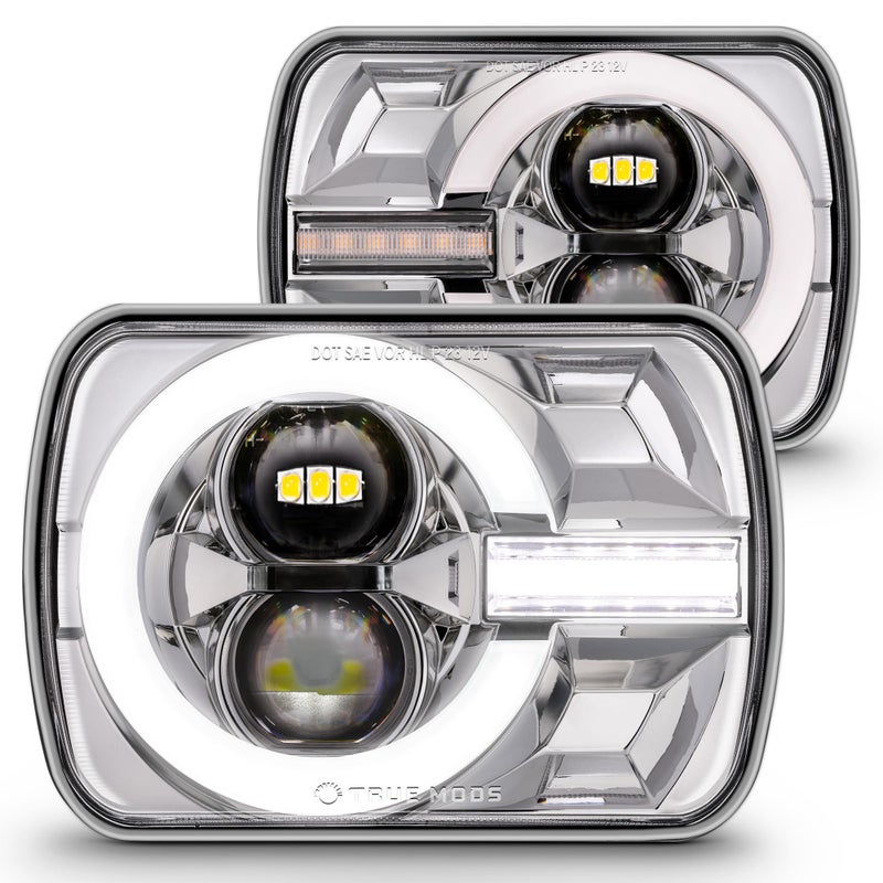 ONLINE LED STORE TRUE MODS 5x7 7x6 Inch H6054 6054 LED Headlights Bright H4 Chrome Replacement Lamp for Jeep Wrangler YJ Cherokee XJ DOT Approved Ford E150 Chevy Astro Van Freightliner Peterbilt Kenworth Semi Truck