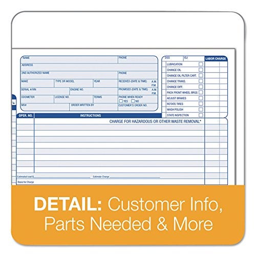 TOPS 3869 Auto Repair Four-Part Order Form, 8 1/2 x 11, Four-Part Carbonless (Pack of 50 Forms) - Image 5