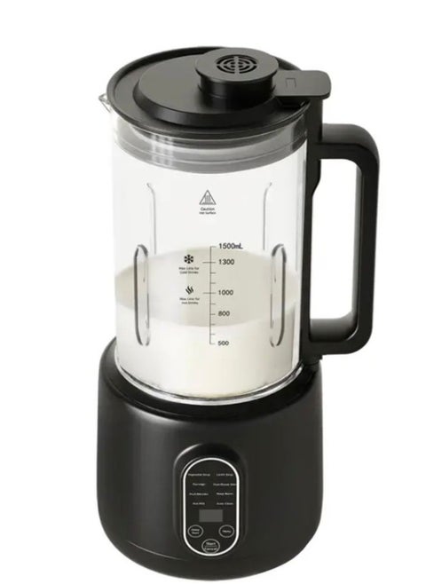 Nut Milk Maker 1.5L with Dual-Mode Blending Hot and Cold 400W / Advanced Thermal Jar / Make Soup / Baby Food / Blend Fruit / Auto-Clean / Fruit Blender / Keep Warm / High and Low Temperatures - Black