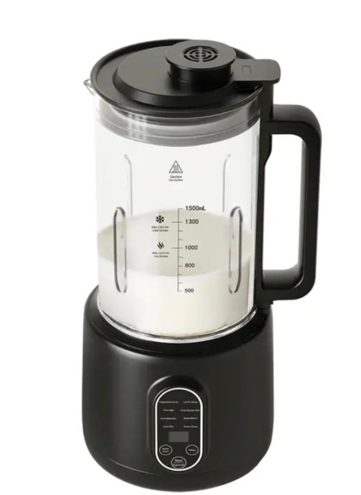 Nut Milk Maker 1.5L with Dual-Mode Blending Hot and Cold 400W / Advanced Thermal Jar / Make Soup / Baby Food / Blend Fruit / Auto-Clean / Fruit Blender / Keep Warm / High and Low Temperatures - Black