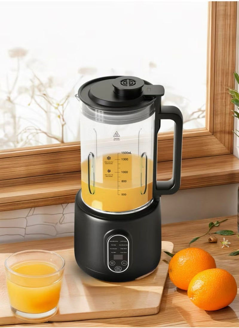 Nut Milk Maker 1.5L with Dual-Mode Blending Hot and Cold 400W / Advanced Thermal Jar / Make Soup / Baby Food / Blend Fruit / Auto-Clean / Fruit Blender / Keep Warm / High and Low Temperatures - Black