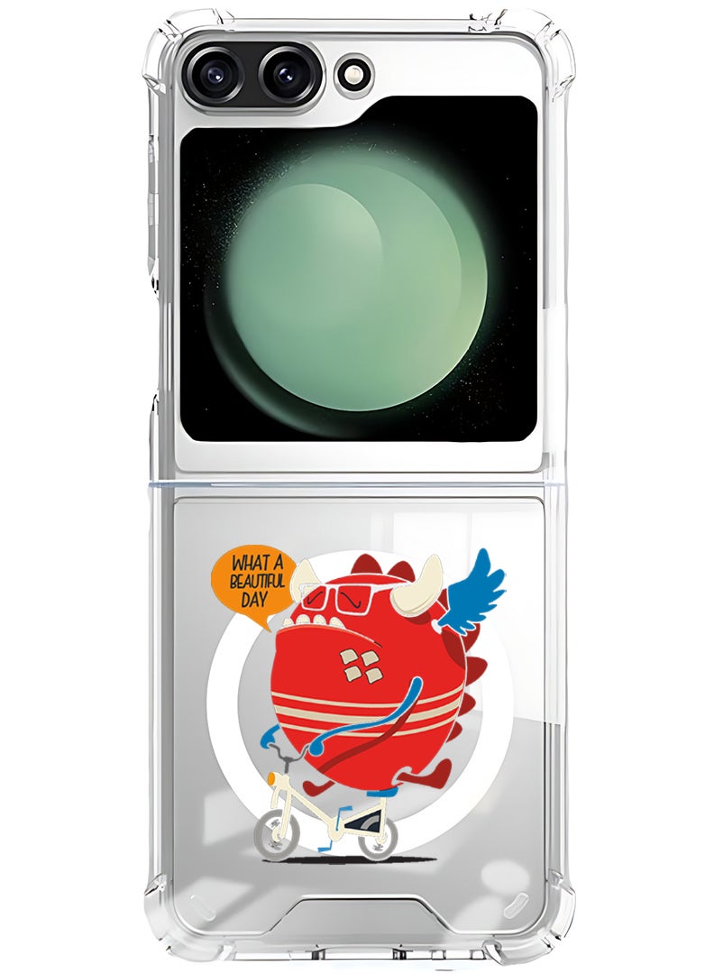 Theodor Magnetic Case for Samsung Galaxy Z Flip 5 Compatible with MagSafe Wireless Charging, Shockproof Phone Bumper Cover What a beautiful day - Image 1