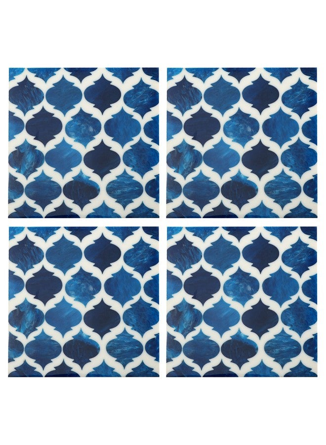 DULI Set of 4 Premium Square Shape Resin Coasters Tea,Coffee Coasters,Tea Coasters, Coffee Coasters, Chai Pyali, Resin Wood Coasters (10 * 10 cm)(BluePaan) - Image 5