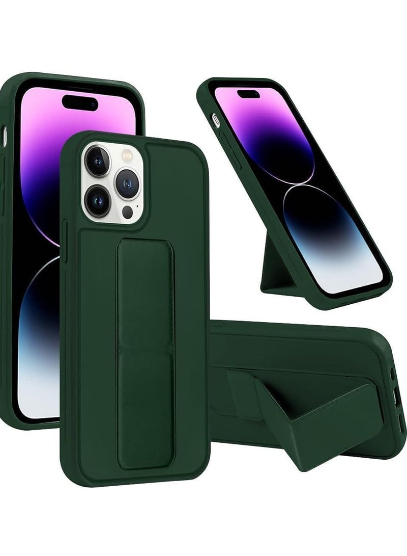 ELTRAZONE iPhone 16 Pro Green Magnetic Kickstand Case with Premium Silicone Grip, Vertical & Horizontal Hand Strap, and Multi-Stand - Image 1