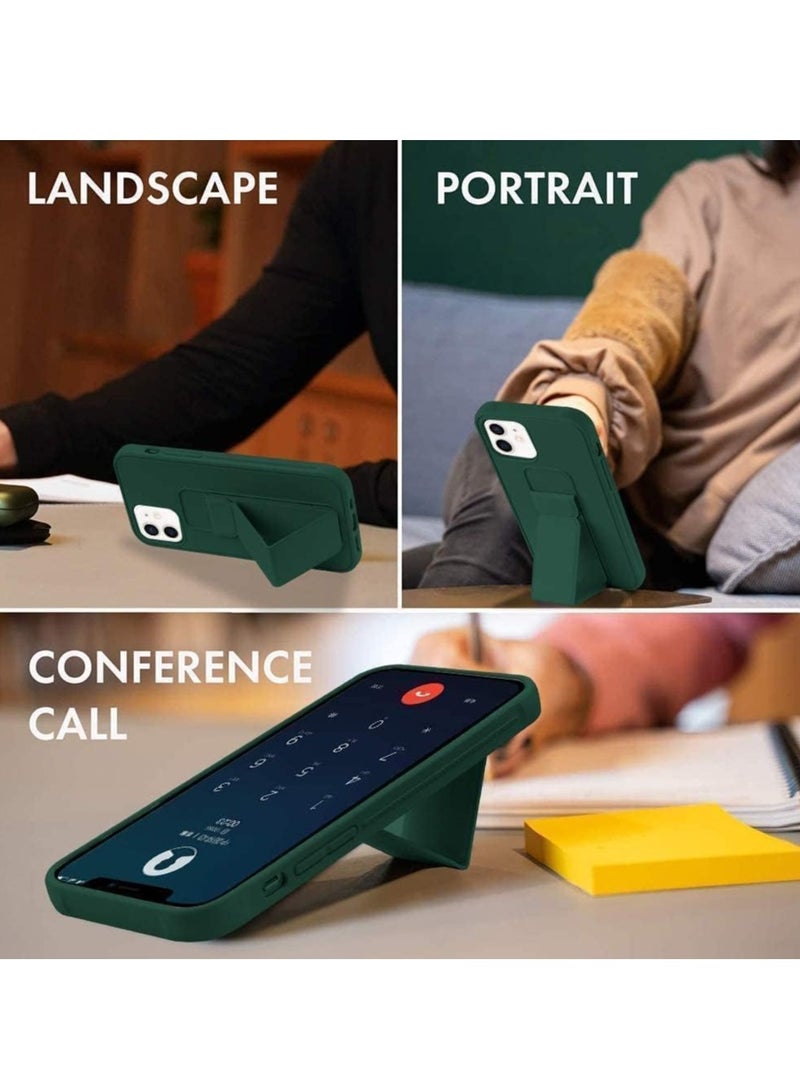 ELTRAZONE iPhone 16 Pro Green Magnetic Kickstand Case with Premium Silicone Grip, Vertical & Horizontal Hand Strap, and Multi-Stand - Image 2