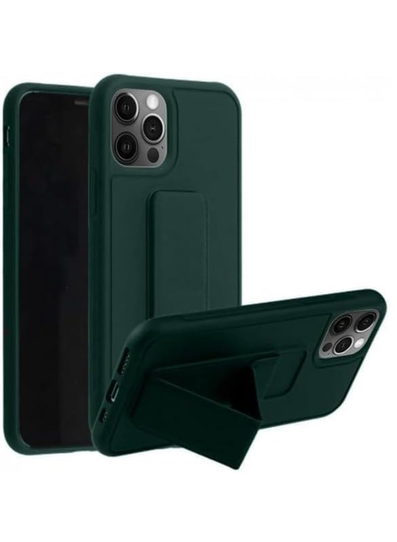 ELTRAZONE iPhone 16 Pro Green Magnetic Kickstand Case with Premium Silicone Grip, Vertical & Horizontal Hand Strap, and Multi-Stand - Image 4