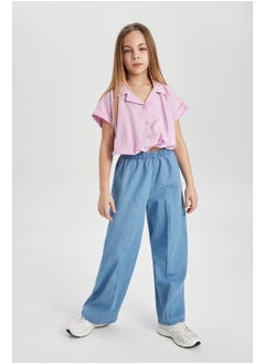 DeFacto Girl Cropped Fit Woven Short Sleeve Shirt  - Image 2