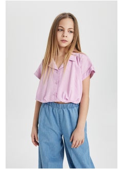 DeFacto Girl Cropped Fit Woven Short Sleeve Shirt  - Image 5