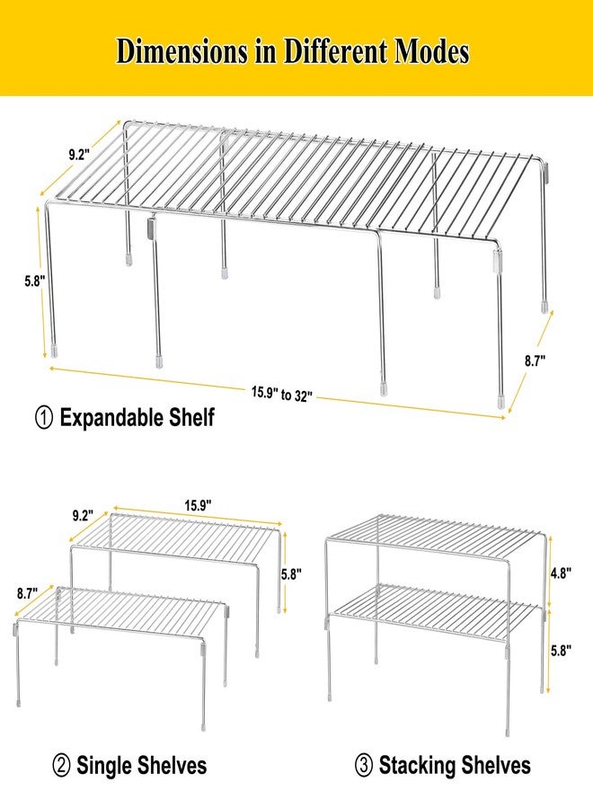 Homics Set of 4 Kitchen Cabinet Organizer Shelves, Stackable Organizer and Storage for Cabinet Cupboard, Expandable Shelf Risers Plate Rack with Anti-Slip Plastic Liner - Image 3