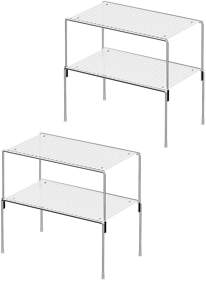 Homics Set of 4 Kitchen Cabinet Organizer Shelves, Stackable Organizer and Storage for Cabinet Cupboard, Expandable Shelf Risers Plate Rack with Anti-Slip Plastic Liner - Image 1