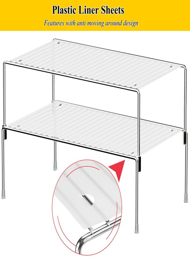 Homics Set of 4 Kitchen Cabinet Organizer Shelves, Stackable Organizer and Storage for Cabinet Cupboard, Expandable Shelf Risers Plate Rack with Anti-Slip Plastic Liner - Image 4
