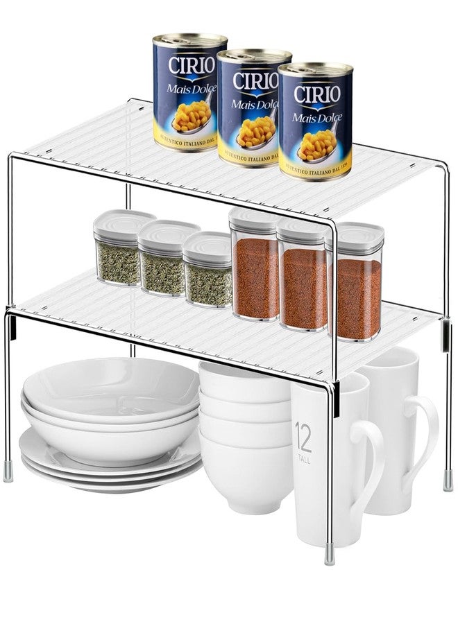 Homics Set of 4 Kitchen Cabinet Organizer Shelves, Stackable Organizer and Storage for Cabinet Cupboard, Expandable Shelf Risers Plate Rack with Anti-Slip Plastic Liner - Image 5