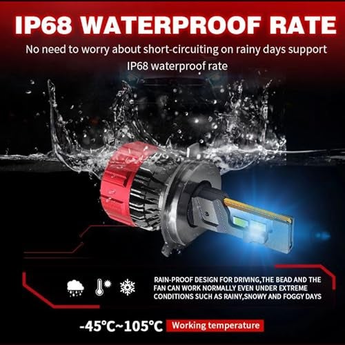 Audio Wheels H4/H19/9003/HB2-110W Car Led Headlight Bulbs,16,000 Lumens Super Bright LED Headlight Conversion Kit for Cars 6000K Cool White Quick Installation Halogen Replacement | 2-Year Warranty - Image 2