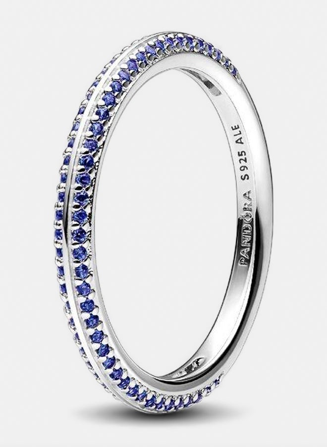 PANDORA Sterling Silver Ring with True Blue Crystal