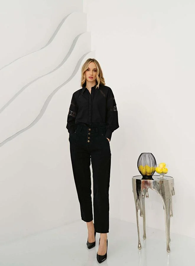 Virgio 100% Cotton Shirt With Lace Detail Blouson Fit