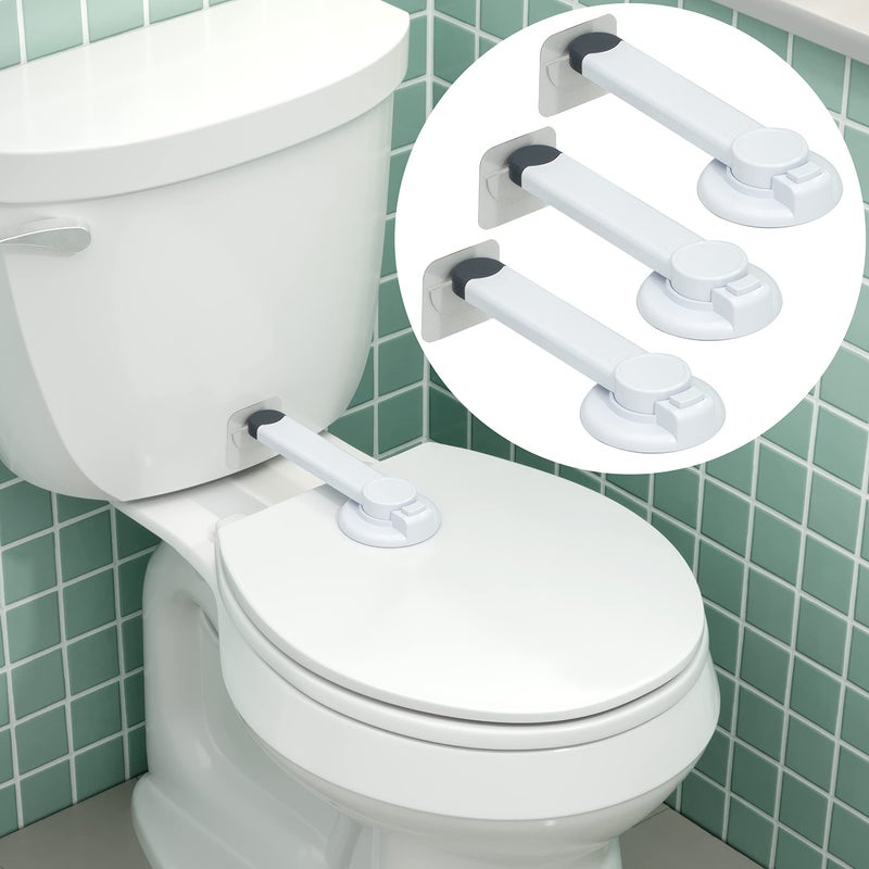 Wappa Baby Baby Toilet Lock (3 Pack) Ideal Baby Proof Toilet Lid Lock with Arm – No Tools Needed Easy Installation with 3M Adhesive – Top Safety Toilet Seat Lock – Fits Most Toilets – White - Image 1