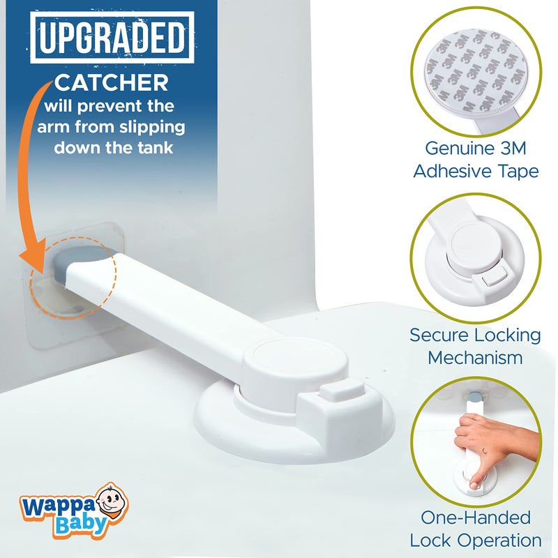 Wappa Baby Baby Toilet Lock (3 Pack) Ideal Baby Proof Toilet Lid Lock with Arm – No Tools Needed Easy Installation with 3M Adhesive – Top Safety Toilet Seat Lock – Fits Most Toilets – White - Image 4