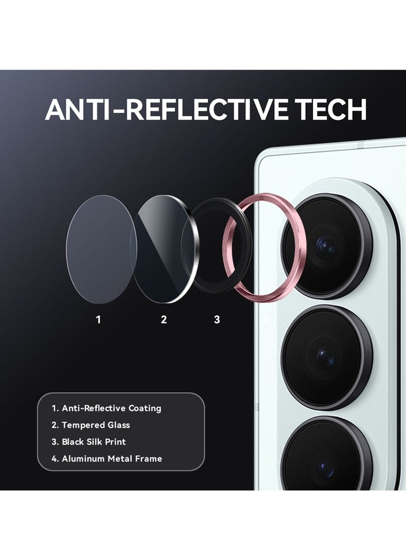 Wtech Samsung Galaxy Z Fold7 5G 2025 Premium Alloy Ring Camera Lens Tempered Glass Protector Shield (MLGICR) - Clear/Pink - Image 3