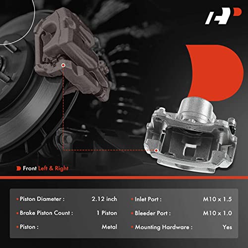 A-Premium Front Disc Brake Caliper Assembly with Bracket Compatible with Select Chevy, Pontiac and Saturn Models - Cobalt 2005-2008, HHR 2008-2010, Pursuit 2006, G5 2007-2009, Ion 2004-2007, 2-PC Set - Image 2