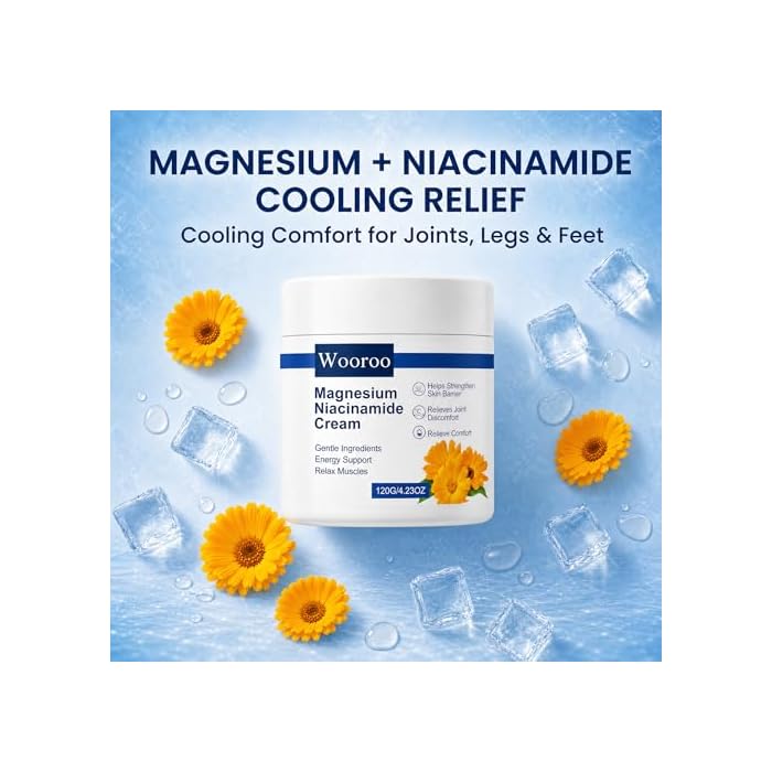 Magnesium Niacinamide Relief Cream with Arnica and Boswellia, Topical Magnesium Chloride, Lightweight, Non-Greasy Formula, for Joints, Legs and Feet,120g - Image 4