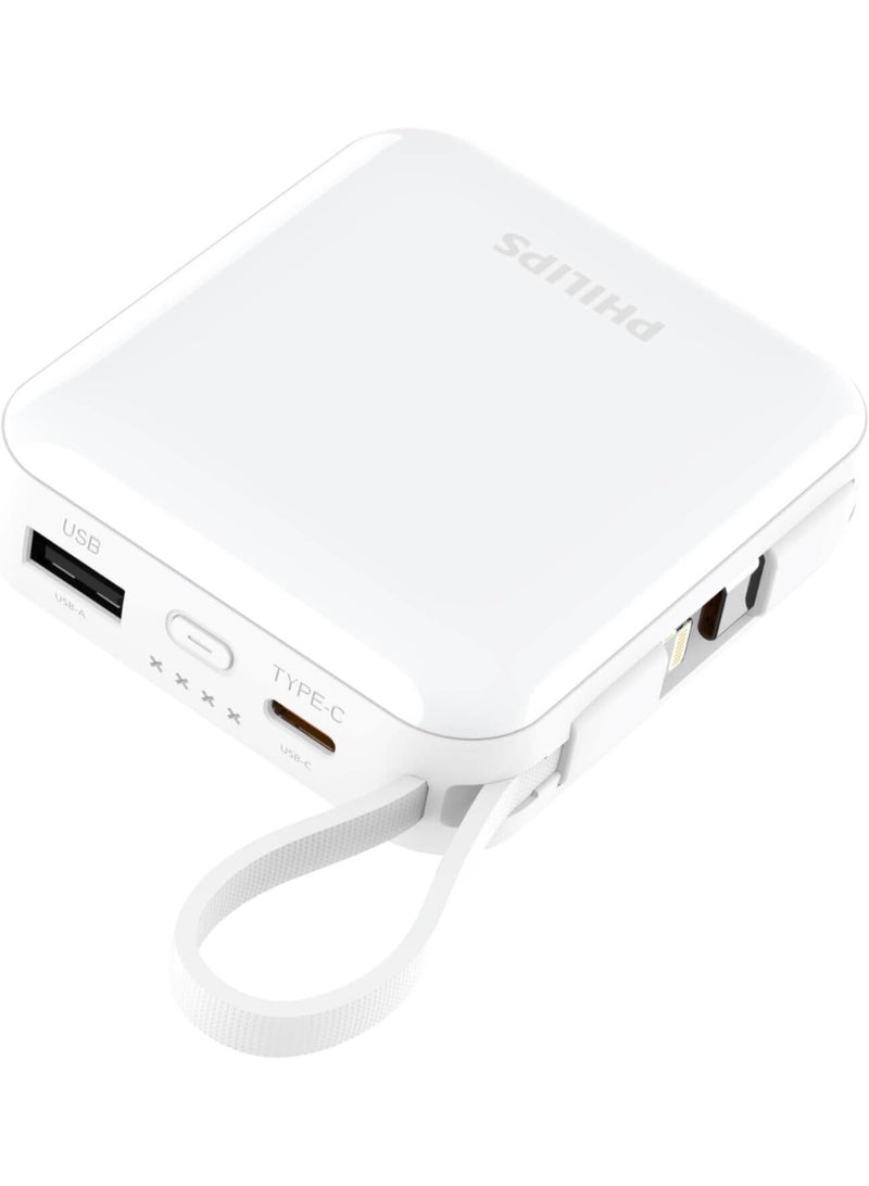 Philips Travel Charger and Power Bank, 22.5 W Max Output, 10000mAh Battery, Smart Protection, USB-C PD 20 W Charging Port| DLP5713CW/00 white - Image 2