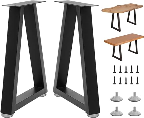 Rioychan 22 Inch Metal Desk Table Legs, Trapezoid Metal Coffee Table Legs,Heavy Duty Industrial Dinning Desk Leg with Adjustment Feet Pads (Bear Up to 800lb) - Image 1