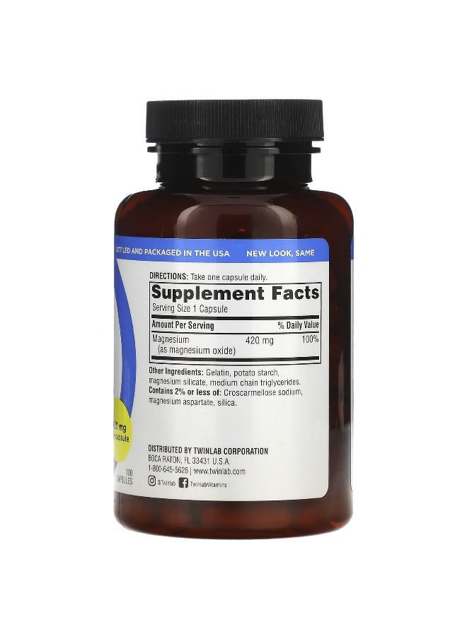 Twinlab Twinlab, Magnesium Caps, 420 mg, 100 Capsules  - Image 2