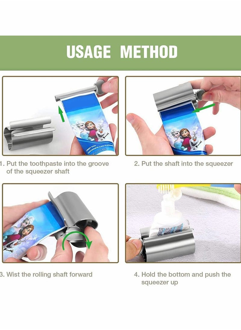 HomarKet - Metal Toothpaste Tube Squeezer, 2Pcs Toothpaste Squeezer Rollers, Rolling Tube Toothpaste Wringer Seat Holder Stand - Image 1