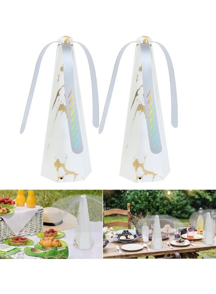 ماركة غير محددة Fly Repellent Fan for Tables Insects Portable Wood Grain Table Fan, Patio Bug and Deterrent Keep Flies Away from Your Food Enjoy Outdoor Meal, 2 Pack  - Image 1