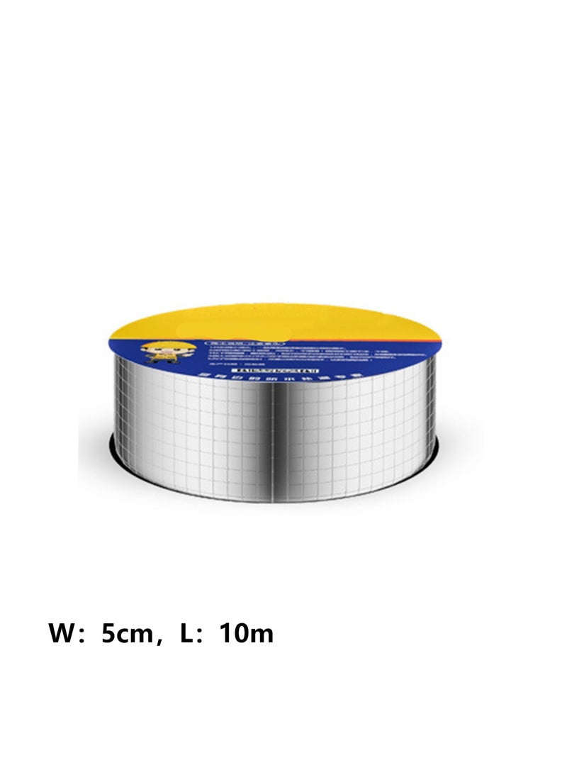 Butyl Tape Waterproof Tape Aluminum Foil Tape, Suitable For Rv Repair, Window, Silicone, Ship And Pipe Sealing, Glass And Edpm Rubber Roof Repair, Silver (Large Square Ordinary Style Width 5cm * Length 10m)