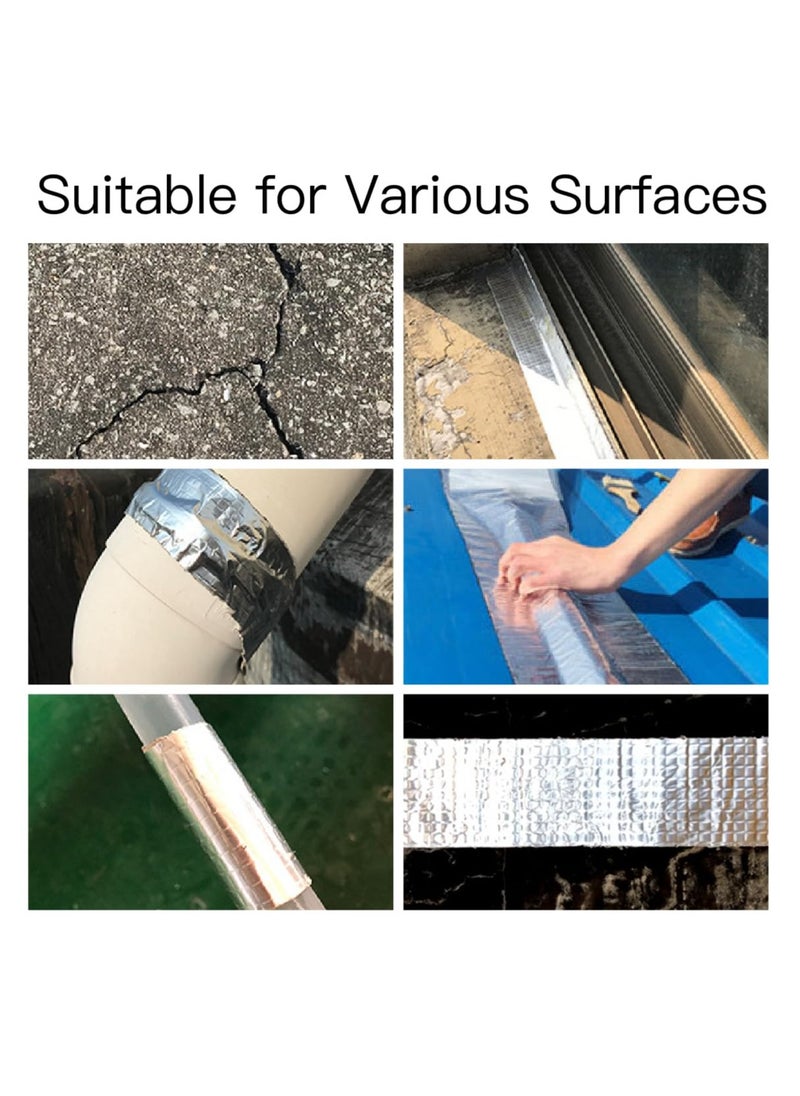 Butyl Tape Waterproof Tape Aluminum Foil Tape, Suitable For Rv Repair, Window, Silicone, Ship And Pipe Sealing, Glass And Edpm Rubber Roof Repair, Silver (Large Square Ordinary Style Width 5cm * Length 10m)