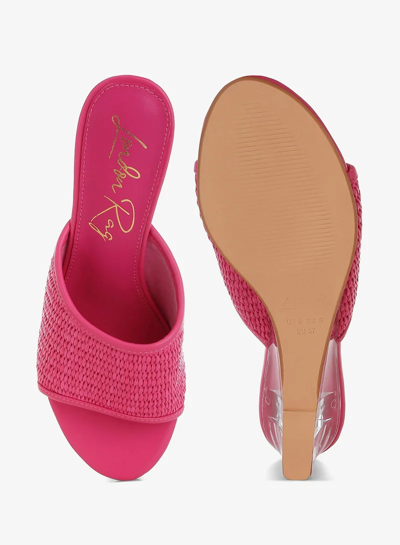 London Rag pink Raffia Clear Heel Wedge Sandals in Pink for Women | Best Price UAE