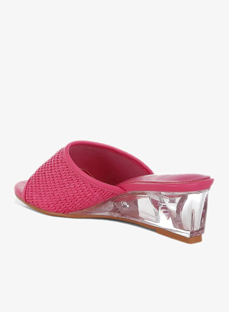 London Rag pink Raffia Clear Heel Wedge Sandals in Pink for Women | Best Price UAE