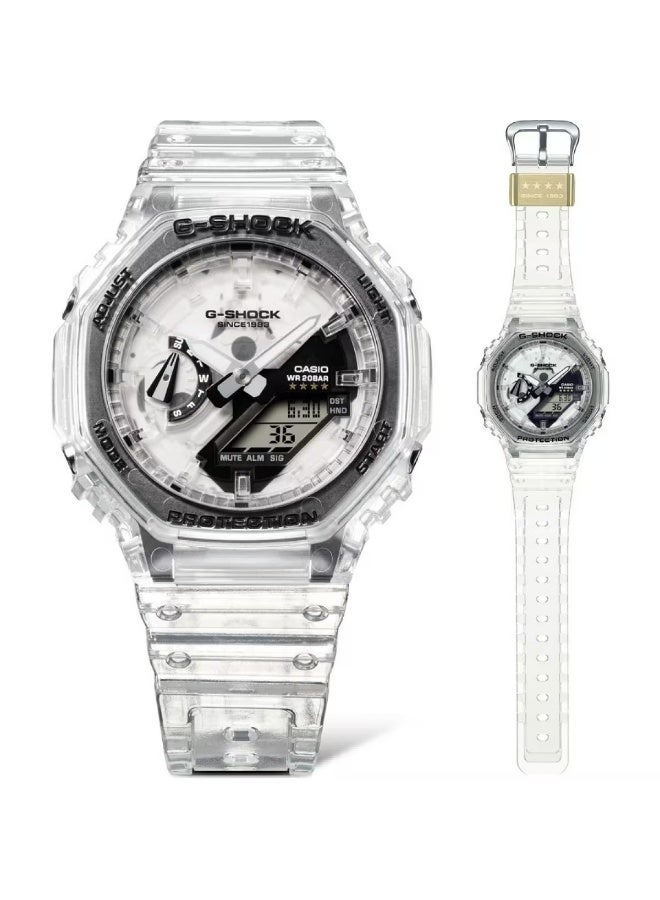 G-SHOCK ساعة ريمكس الشفافة المحدودة GA-2140RX-7AJR، 45.4 مم، قرص أبيض، حزام راتينج شفاف، تناظرية-رقمية، مقاومة للماء حتى 200 م - Image 3