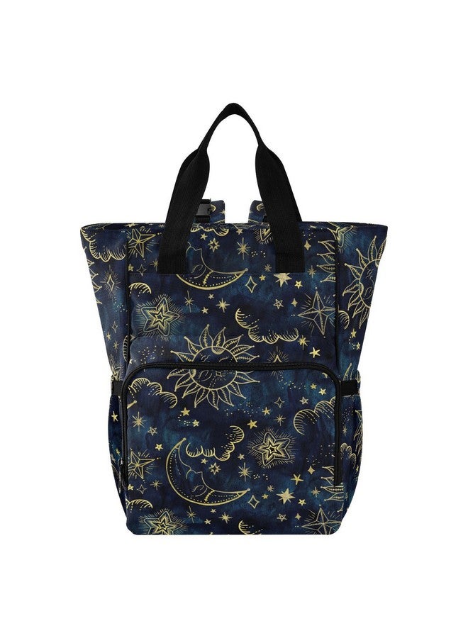 senya Diaper Bag Backpack, Sun Moon Boho Cosmos Astrology Multifunction Travel Bag for Moms Dads - Image 1